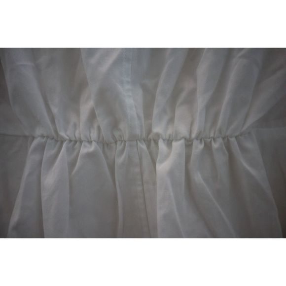 Vince Women Sz M White Sculpted Poplin Gathered Long Sleeve Button Up Shirt $275 - Picture 7 of 10